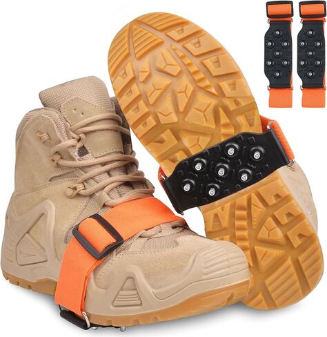 Mid-Sole Ice Cleats for Shoes and Boots Non Slip Ice Shoes Gripper Crampons for Hiking Boots Women Men Outdoor Indoor Traction Cleat Walking on Snow Winter Ice Fishing Gear in Saudi Arabia