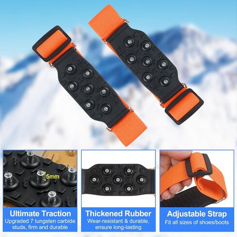 Mid-Sole Ice Cleats for Shoes and Boots Non Slip Ice Shoes Gripper Crampons for Hiking Boots Women Men Outdoor Indoor Traction Cleat Walking on Snow Winter Ice Fishing Gear in Saudi Arabia
