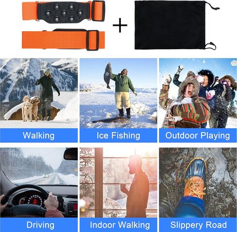 Mid-Sole Ice Cleats for Shoes and Boots Non Slip Ice Shoes Gripper Crampons for Hiking Boots Women Men Outdoor Indoor Traction Cleat Walking on Snow Winter Ice Fishing Gear in Saudi Arabia