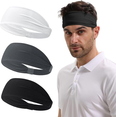 Qearl Sports Headbands for Men, Moisture Wicking Sweatbands for Women, Running Headband for Running,Cycling,Football,Yoga (4 Pack) in Kuwait