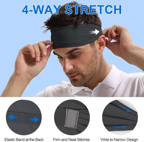 Qearl Sports Headbands for Men, Moisture Wicking Sweatbands for Women, Running Headband for Running,Cycling,Football,Yoga (4 Pack) in Kuwait