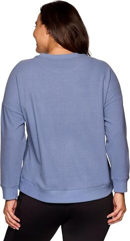 RBX Active Women's Waffle Knit Top in Regular and Plus Sizes, Long Sleeve Waffle Sweatshirt Relaxed Fit Crewneck Sweater in Kuwait