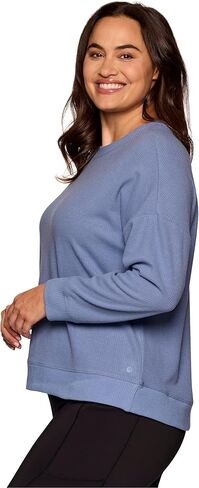 RBX Active Women's Waffle Knit Top in Regular and Plus Sizes, Long Sleeve Waffle Sweatshirt Relaxed Fit Crewneck Sweater in Kuwait
