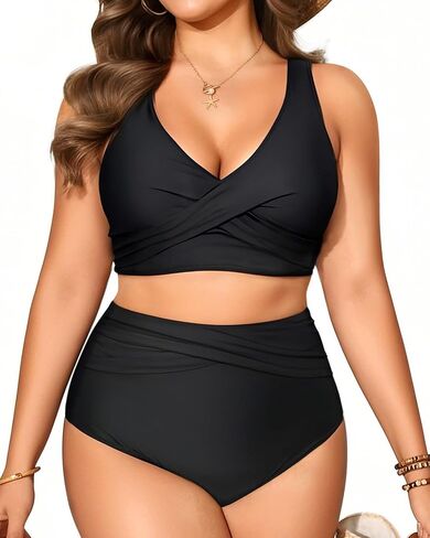 Tempt Me Plus Size Two Piece Bikini - Women High Waisted Swimsuits Bathing Suit Swimwear in Saudi Arabia