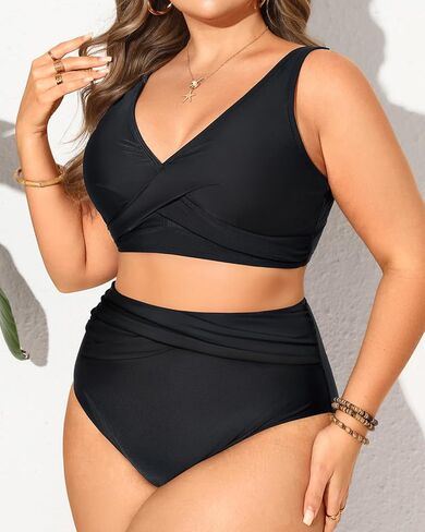 Tempt Me Plus Size Two Piece Bikini - Women High Waisted Swimsuits Bathing Suit Swimwear in Saudi Arabia