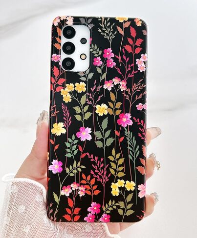 Qokey Compatible for Galaxy A14 5G Case, Cute Clear Flowers Case for Girls Women Shell Pattern Soft Lightweight Slim Fit TPU Shockproof Phone Case for Galaxy A14 6.6", Pink Garden Floral in Kuwait