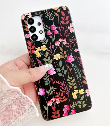 Qokey Compatible for Galaxy A14 5G Case, Cute Clear Flowers Case for Girls Women Shell Pattern Soft Lightweight Slim Fit TPU Shockproof Phone Case for Galaxy A14 6.6", Pink Garden Floral in Kuwait