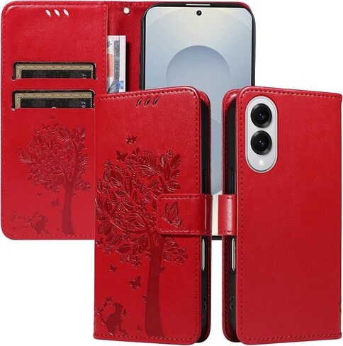 for Samsung Galaxy S25 Plus Case Wallet Women Man,PU Leather Tree Cat Flowers Embossed Wrist Strap Card Slots Pocket Kickstand Flip Protective Phone Case Cover for Samsung Galaxy S25 Plus Light Purple in Kuwait