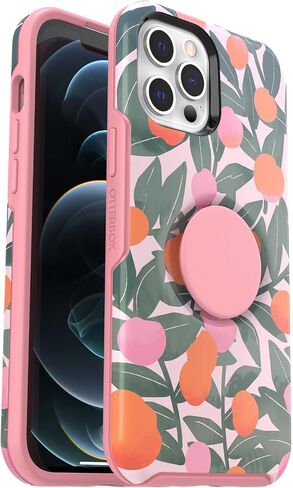 OtterBox + Pop Symmetry Series Case for iPhone 12 Pro Max (Only) - Non-Retail Packaging - Stay Peachy (Pink Graphic) in Saudi Arabia