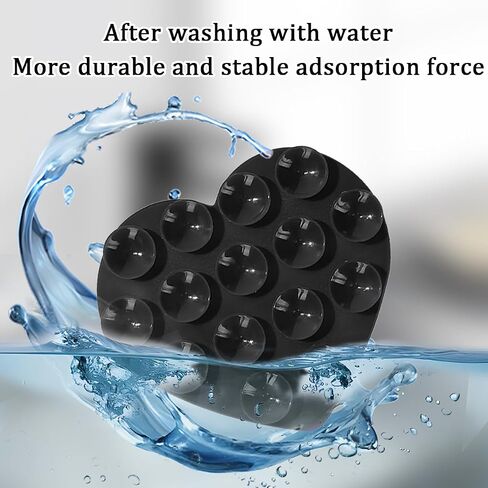 Silicone Car Suction Cup Phone Case Mount, 2PCS Double Sided Heart Shape Vehicle Phone Holder, Hands-Free Sticky Grip Automotive Cell Phone Holder for Selfies Videos, Universal Fit (Black) in Saudi Arabia