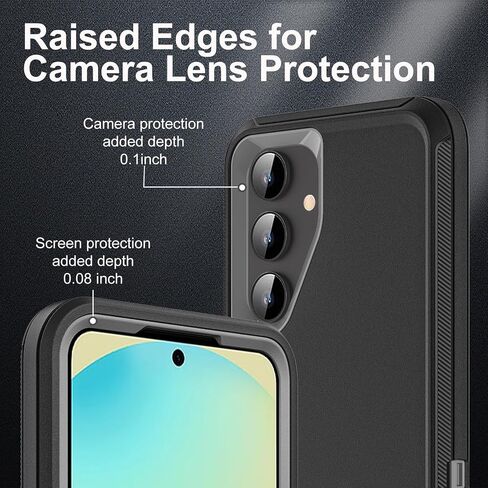 for Samsung Galaxy S24 FE Case, Military Grade 3 in 1 Heavy Duty Shockproof/Drop Proof/Dust Proof Case with 2Pcs Tempered Glass Screen Protector (Black/Grey) in Saudi Arabia
