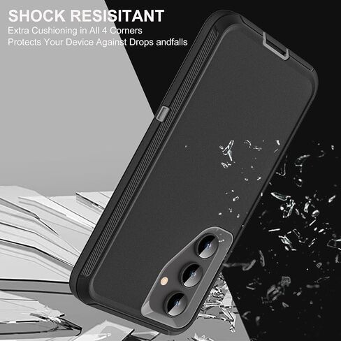 for Samsung Galaxy S24 FE Case, Military Grade 3 in 1 Heavy Duty Shockproof/Drop Proof/Dust Proof Case with 2Pcs Tempered Glass Screen Protector (Black/Grey) in Saudi Arabia