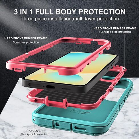 for Samsung Galaxy S24 FE Case, Military Grade 3 in 1 Heavy Duty Shockproof/Drop Proof/Dust Proof Case with 2Pcs Tempered Glass Screen Protector (Black/Grey) in Saudi Arabia