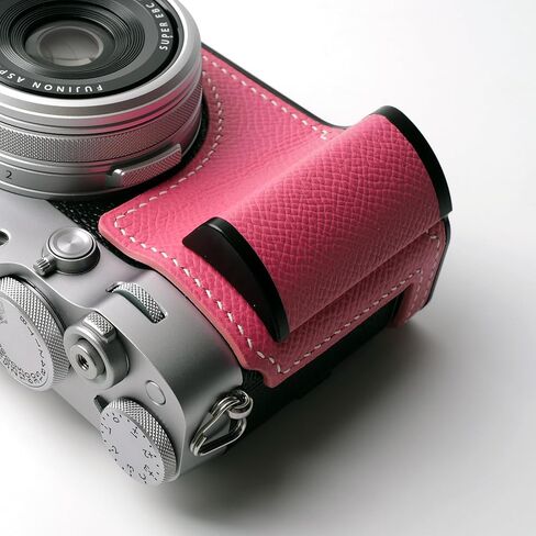 Handmade Genuine Leather Camera Half Case for Fujifilm X100VI/Fujifilm X100VI Case - Top Layer Cowhide Body+hand sewn saddle stitch+Metal Base Plate+Hand Shank (Gris Mouette) in Kuwait