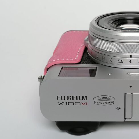 Handmade Genuine Leather Camera Half Case for Fujifilm X100VI/Fujifilm X100VI Case - Top Layer Cowhide Body+hand sewn saddle stitch+Metal Base Plate+Hand Shank (Gris Mouette) in Kuwait