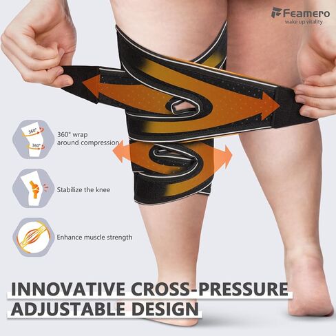 Plus Size Knee Brace for Women and Men, Innovative Cross-Pressure Adjustable Knee Support with Side Stabilizers for Meniscus Tears, Arthritis and Joint Pain Relief (3XL/4XL) in Kuwait