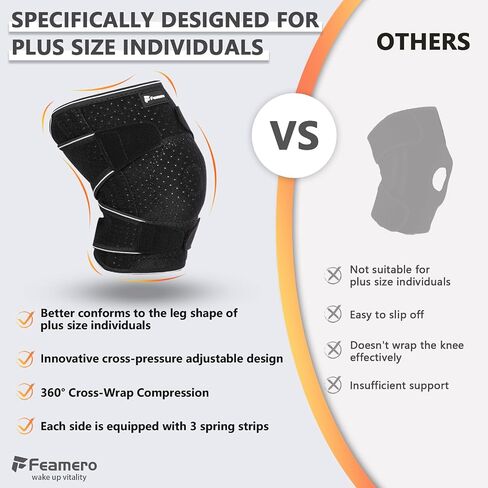 Plus Size Knee Brace for Women and Men, Innovative Cross-Pressure Adjustable Knee Support with Side Stabilizers for Meniscus Tears, Arthritis and Joint Pain Relief (3XL/4XL) in Kuwait