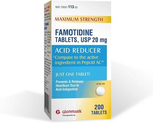 Glenmark Maximum Strength Famotidine Tablets 20 mg, Acid Reducer for Heartburn Relief, 85 Count in Kuwait