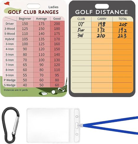 Swooflia Golf Club Range Chart Card - Golf Distance Reference Card, Golfing Club Yardage Score Accessories for Beginners, Average, Seasoned Golfers as Presents in Kuwait