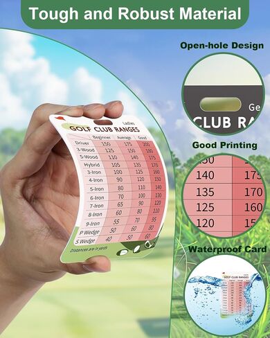 Swooflia Golf Club Range Chart Card - Golf Distance Reference Card, Golfing Club Yardage Score Accessories for Beginners, Average, Seasoned Golfers as Presents in Kuwait