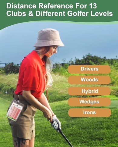 Swooflia Golf Club Range Chart Card - Golf Distance Reference Card, Golfing Club Yardage Score Accessories for Beginners, Average, Seasoned Golfers as Presents in Kuwait