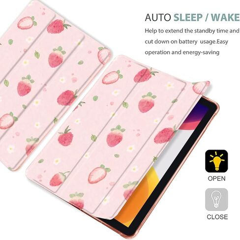 Maycari Strawberry Daisy Design Case for iPad mini 8.3 inch 2021 مع حامل قلم رصاص ، زهور زهرية لطيفة ipad السادسة من الجيل الوعائي tpu الظهر ، قشرة النوم/الاستيقاظ التلقائي للنساء in Kuwait