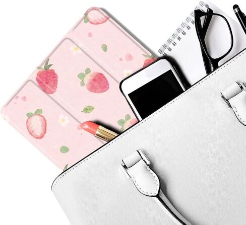 Maycari Strawberry Daisy Design Case for iPad mini 8.3 inch 2021 مع حامل قلم رصاص ، زهور زهرية لطيفة ipad السادسة من الجيل الوعائي tpu الظهر ، قشرة النوم/الاستيقاظ التلقائي للنساء in Kuwait