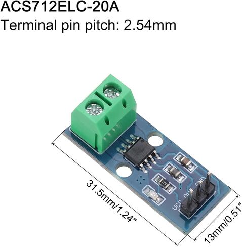 MECCANIXITY 2pcs ACS712 Current Sensor Module 20A Range Hall Effect Current Sensor Current Measuring AC/DC with Cable for Detecting Current in Saudi Arabia