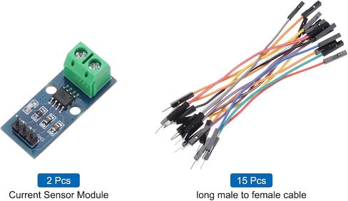 MECCANIXITY 2pcs ACS712 Current Sensor Module 20A Range Hall Effect Current Sensor Current Measuring AC/DC with Cable for Detecting Current in Saudi Arabia