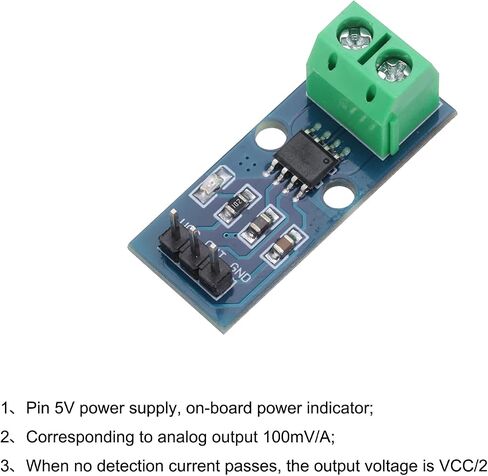 MECCANIXITY 2pcs ACS712 Current Sensor Module 20A Range Hall Effect Current Sensor Current Measuring AC/DC with Cable for Detecting Current in Saudi Arabia
