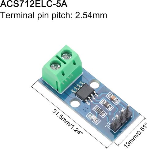 MECCANIXITY 2pcs ACS712 Current Sensor Module 20A Range Hall Effect Current Sensor Current Measuring AC/DC with Cable for Detecting Current in Saudi Arabia