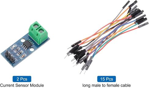 MECCANIXITY 2pcs ACS712 Current Sensor Module 20A Range Hall Effect Current Sensor Current Measuring AC/DC with Cable for Detecting Current in Saudi Arabia