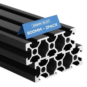 FAHKNS 2PCS 2060 Aluminum Extrusion European Standard, V Slot Extruded Aluminum, 2000mm Length Anodized Linear Rail for 3D Printer Engraving Machine Workbench DIY Black