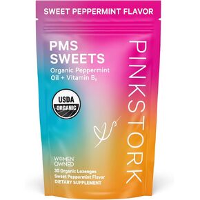 Pink Stork PMS Sweets: Organic Peppermint Hard Candy with Vitamin B6, PMS Support Supplement for Women, Period and Menstrual Cycle Aid, Mood Support and Hormone Balance for Women, 30 Drops