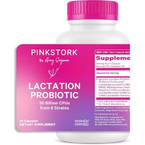 Pink Stork Total Lactation Support Probiotic: Postnatal Probiotics for Breastfeeding Women for Immune Support, Gut Health, and Digestion, Breastfeeding and Postpartum Essentials - 30 Capsule
