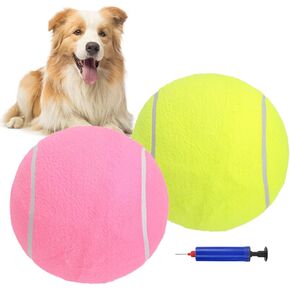 SCENEREAL Giant Tennis Ball for Dogs 2 Pack,Upgraded Thicken 9.5" Large Tennis Balls for Dogs,Halloween Dog Toys Birthday Gift, Inflatable Interactive Ball for Large Medium Big Dogs,Durable Toy in Kuwait