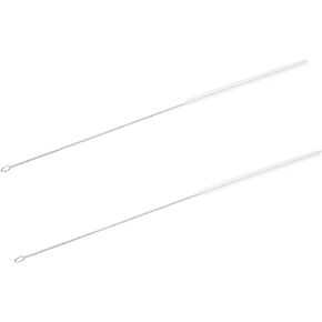 Podoy Straw Brush Pipe Cleaner with 18" Long White Nylon Bristle Wire Stainless Steel Cleaning Pipe Straw Brush (Pack of 2)