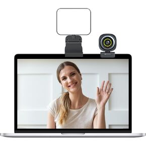 V08AF 4K Webcam and SL10B Selfie Light, Streaming Webcam with Software Control, Adjustable FOV, Webcam Light with Adjustable Brightness & Color Temp, for Video Call/Online Meet/Livestream
