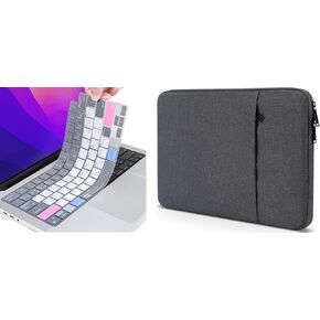 Shortcuts Keyboard Cover Skin with Laptop Sleeve Case for 2024 2023 MacBook Air 13.6 M3 M2 A3113 A2681