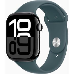 Apple Watch Series 10 [GPS, 42mm] - Jet Black Aluminum Case with Lake Green Sport Band, M/L (Renewed)