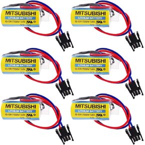 [6 Pack] 3.6V ER17330V Battery 1700mAh A6BAT-MR-BAT for FANUC CNC System