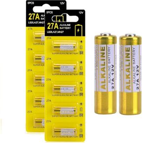 12V 27A Alkaline Battery 10-Pack Long-Lasting Power Leak-Proof Design Compatible with G27A MN27 CR22 A27 for Remotes Key Fobs Wall Clocks Garage Door Openers Toys 10 Count