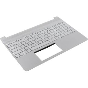 ApplianPar Replacement Sliver Palmrest Upper Case with Keyboard for HP Laptop 15T-DY 15-DY 15-EF 15S-EQ M17184-001