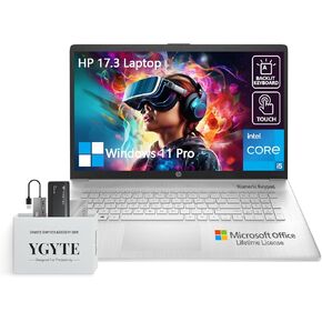 HP 17 Inch Laptop Touch Screen,17.3 Touchscreen Laptop Lifetime Office,Intel 10-Core i5 Laptop Computer,32GB RAM 1.5TB Storage(1TB SSD+512GB PSSD) Windows 11 Pro Laptop Business,10Key Backlit Keyboard