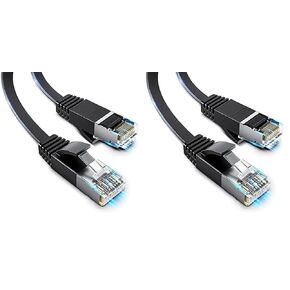 Cat 8 Ethernet Cable, 100Ft Heavy Duty High Speed Internet Network Cable, olid Flat Internet Network Computer Patch Cord,Professional LAN Cable, Black (Pack of 2)