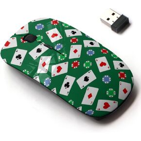 2.4G Wireless Mouse with Cute Pattern Design for All Laptops and Desktops with Nano Receiver - Playing Cards Casino