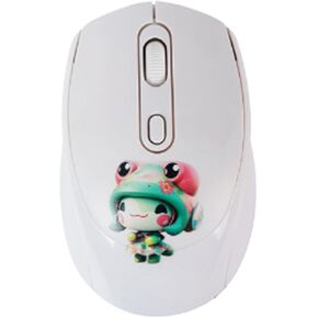 2.4GHz Wireless Mouse Cute Cartoon Computer Mouse DPI Adjustable Small Cordless Mouse Kids Mouse Silent Click USB Mouse for Laptop Computer Kids Gifts (White)