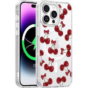 Magnetic for iPhone 16 Pro Max Case Clear,Soft Frame Matte Back Anti-Shock Corner Shockproof Slim Phone Cover for Girl Women,Compatible with MagSafe,Clear/Daisy Bow Pattern