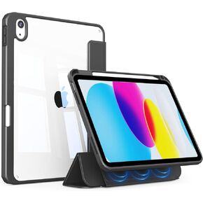 Case for A16 iPad 11th Generation 11 Inch (2025), iPad 10th Generation 10.9 Inch (2022), 2 in 1 Detachable Cover with Clear Hard Back, Magnetic Trifold Stand Cover with Pencil Holder, Pink