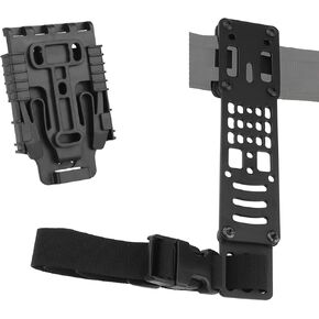 Universal Belt Loop Adapter Expansion Board Mid-Low Ride Holster Platform Adapter with Locking Fork and Receiver Plate, Adjustable Multi-Angle Hole Position with Thigh Fixation Strap (Black)